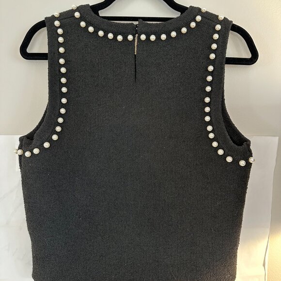 Anthropologie Black Sweater Vest with Pearl Detail, Size S - Picture 2 of 4
